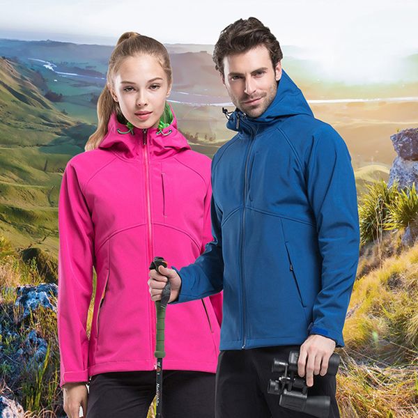 

female&male windbreaker softshell outdoor jacket women men water resistant climbing camping hiking coat trekking fishing jackets, Blue;black