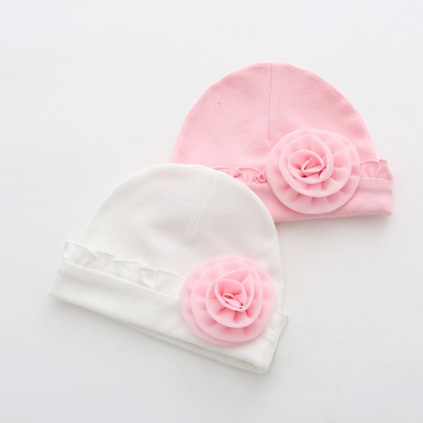 

newborn baby girls infant toddler flower hat cotton soft hat infant toddler flower cotton soft pink white cap autumn, Yellow