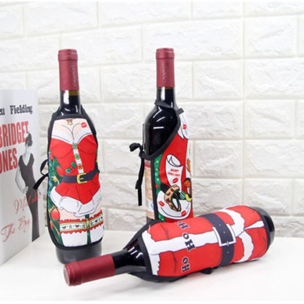 

нового рождество творческого xmas бутылка вины фартук крышка wrap званый ужин таблица украшение