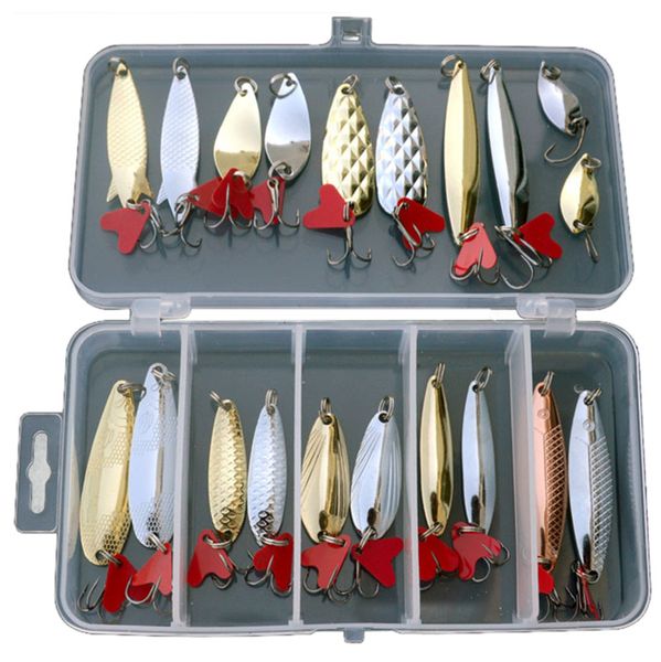 

20pcs fishing spoon lures spinner bait 215g fishing wobbler metal spinnerbait isca artificial with box m23