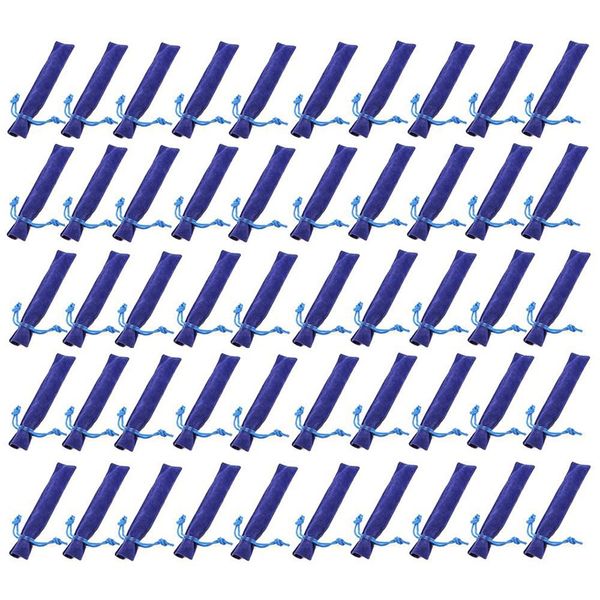 

50 pcs blue velvet pen pouch sleeve holder single pen bag case pencil bag