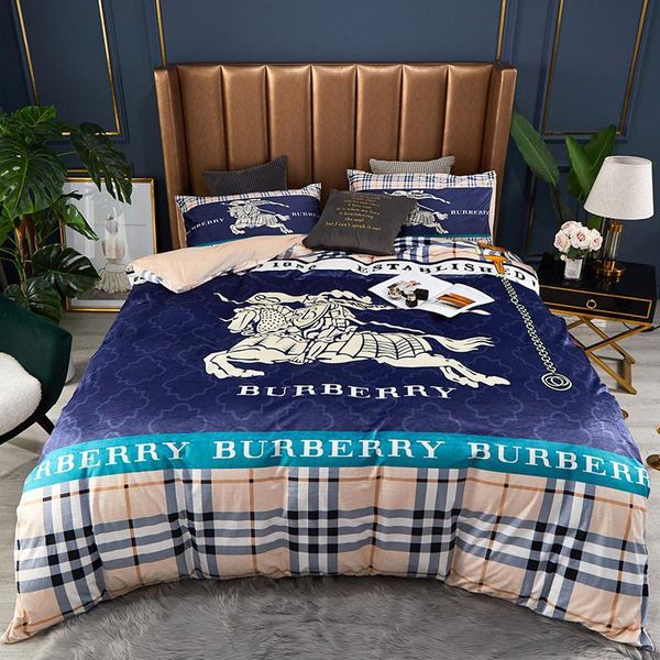 Horse Grid Print Bedding Sets New Navy Queen Bed Cover Sets King Duvet Cover Sets Luxury Designs Home Textiles Bedroom Decorate Polka Dot Bedding