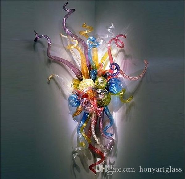 

creative art glass wall sconce multicolor flower indoor wall corner decor modern style led blown glass wall lamps