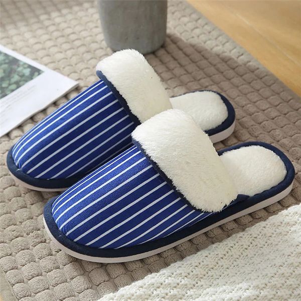 

men's indoor slippers striped soft bottom slip on home slippers warm plush anti-slip autumn shoes men house floor slides 2019 20, Black