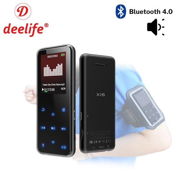 

deelife sports mp3 player bluetooth with speaker fm radio hifi mp 3 music play portable pedometer for running sport mp3-player