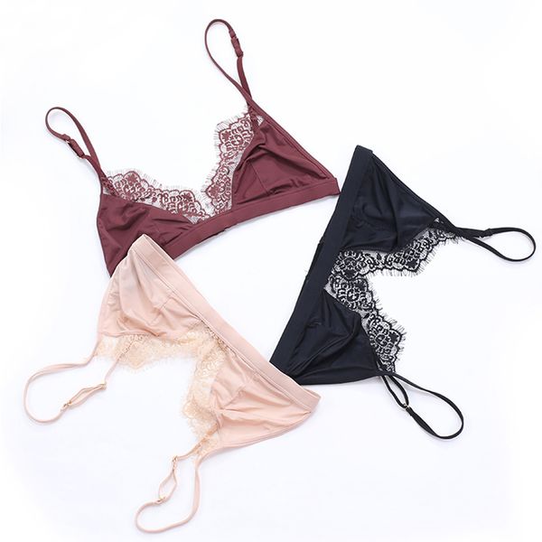 

seamless bra bralette bras underwear seamless women bra soft cup eyelashes lace ultra thin bralette lace brassier girl comfortable, Red;black