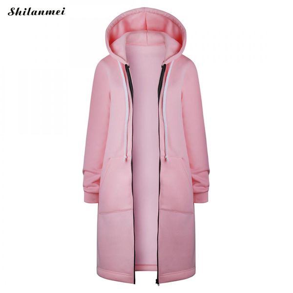 

2019 plus size autumn winter jacket women wool chaqueta mujer coat ladies zipper black red gray hooded women long outwear