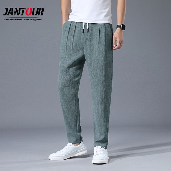 

brand summer men шаровары японская случайный человек брюк упругость тонкое jogger брюки китайские мешковатые мужской большого размер 28-38, Black