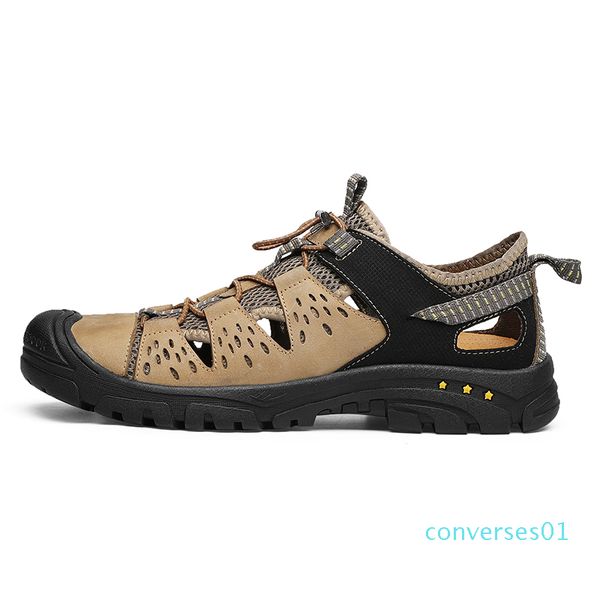 

hole shoes men shoes male cow genuine leather sandals summer sandalias hombre slippers clogs sandles new 2019 mens 01d co01, Black
