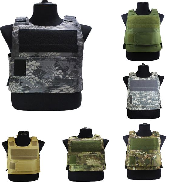 

outdoor tactical vest molle armor plate waistcoat carrier vest camo woodland hunting protection combat cs, Camo;black