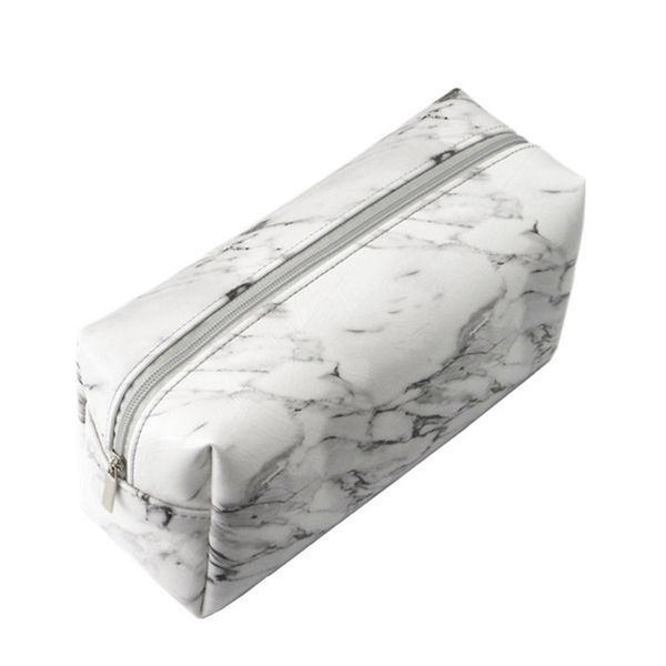 

carry pouch marble grain travel pu leather zipper protective pencil case makeup bag women easy clean large capacity waterproof