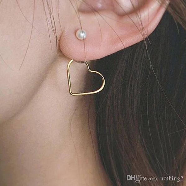 

luxury jewelry s925 sterling silver needle earrings heart simple pearl stud earrings for women fashion, Golden