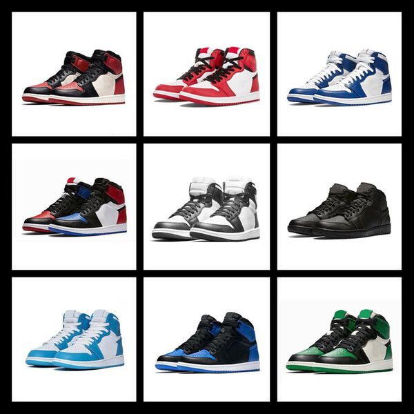 

designer basketball shoes 1 1s green shadow unc union gold black bred toe court purple mens athletic sports sneakers 7-12