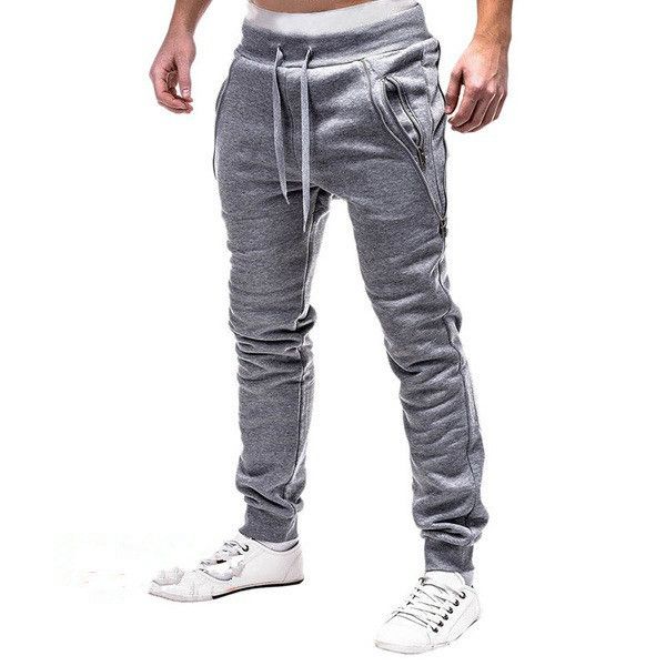 

2019 new brand men pants hip hop harem joggers fitness casual men's pants solid mens trousers zipper sweat plus size 3xl, Black