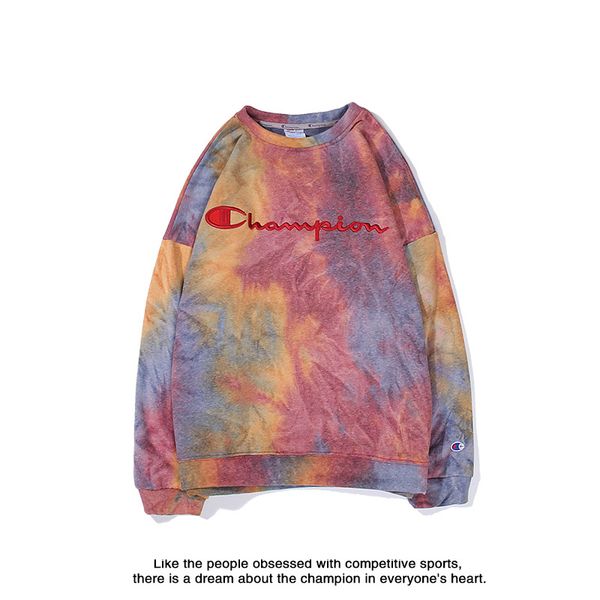 

champions designer luxury mens hoodie tide brand sweatshirts fashion gradient rainbow color embroidery logo couples hoodie, White;black