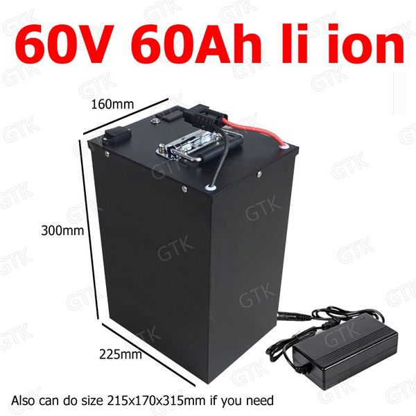 

gtk waterproof 60v 60ah lithium ion bateria bms li ion for 6000w tricycle scooter motorcycle lead acid replacement +10a charger