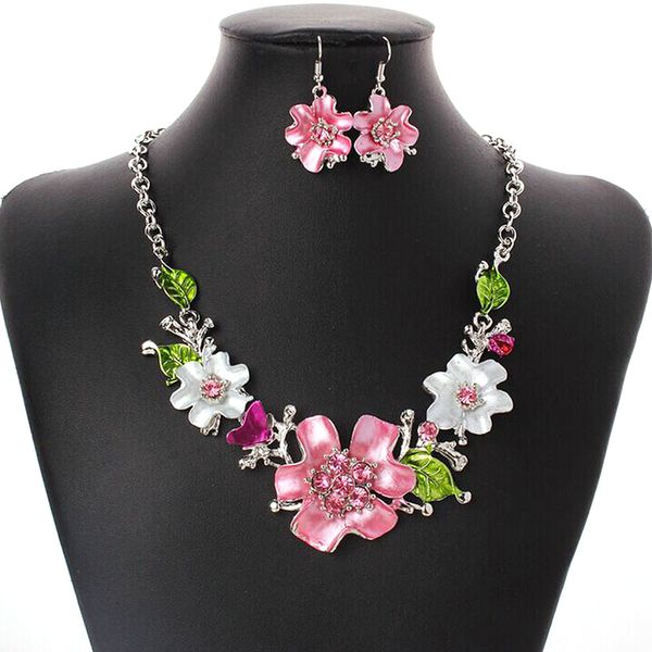 

new crystal wedding jewelry set women sliver color necklace long earrings set dress accessories bridesmaid, Silver
