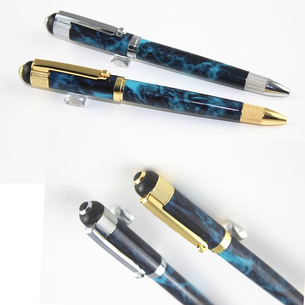 

1 pcs luxury writer blue agate ballpoint pen classic design, Blue;orange