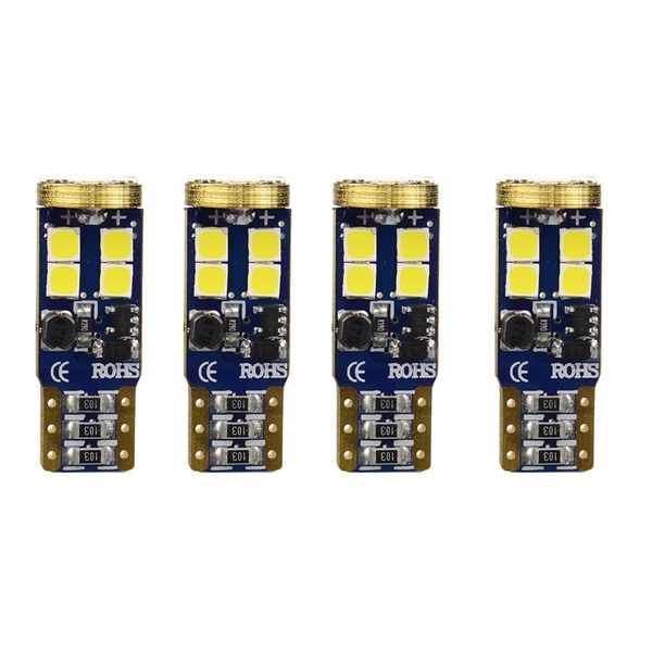 

t10 168 led car bulb 4pcs 194 w5w 12-smd 3030 chipset led bulbs canbus for car interior dome map door courtesy license plate l