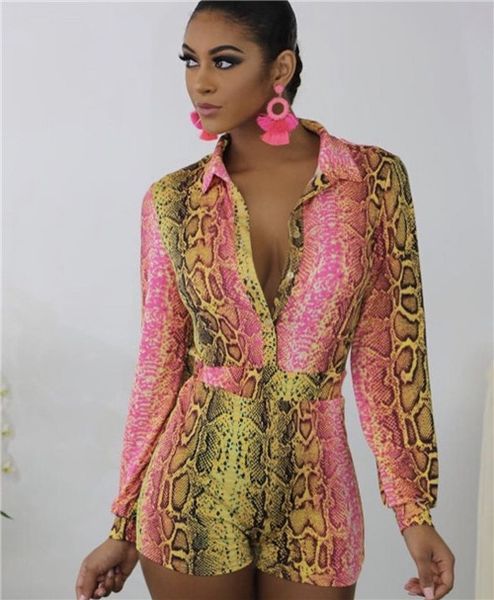 

Women Summer Leopard Print Sexy Jumpsuits V Neck Short Pants Loose Night Club Style Fashion Clothing