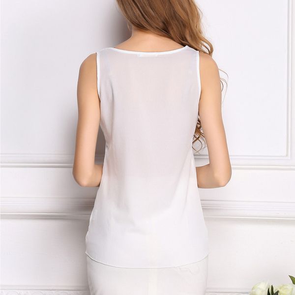 

summer tank women sleeveless knitted loose singlets camisole loose t shirt ladies vest chiffon slim ladies thin vest, White