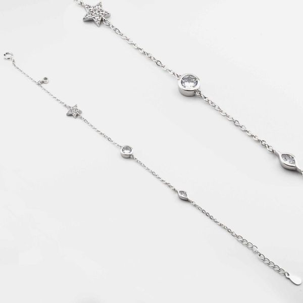 

925 sterling silver zircon stone luck wristband, Golden;silver