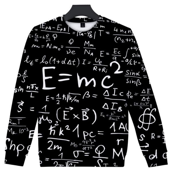 

e = mc2 новые 3d printing блудниц одежда мужская crew neck толстовка мужские женские hip hop одежда, Black
