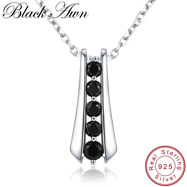 

black awn casual new arrive 925 sterling silver fine jewelry trendy flower engagement necklaces & pendants for women kk010