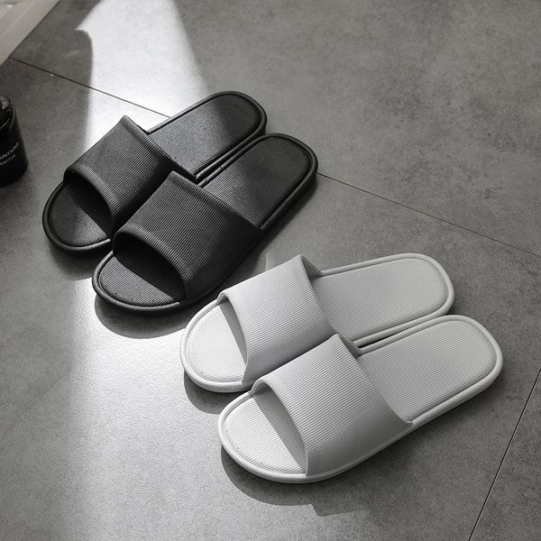 

slippers men's indoor couple home home non-slip soft bottom bath bathroom slippers female summer sandals and slippers, Black