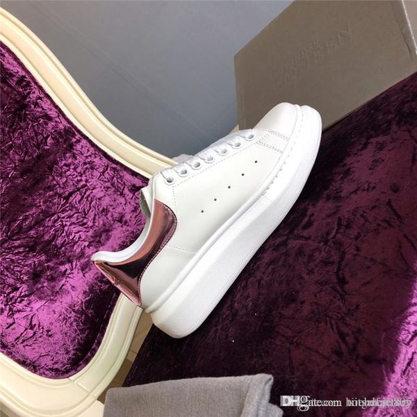 

luxury designer 2019 new luxury men women sneakers fashion white leather platform shoes flat casual party wedding sho, Red;white