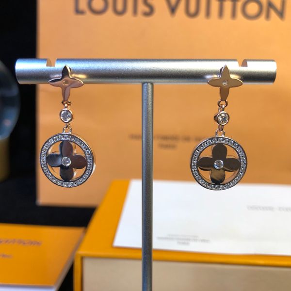 

Luxurious S925 Sterling Silver and brand name hollow flower with diamond stud earrings for women wedding gift jewelry PS6693