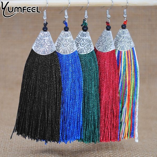 

yumfeel new 5 color choice vintage bohemia tassel earrings 10cm long tassel jewelry women earrings gifts, Golden