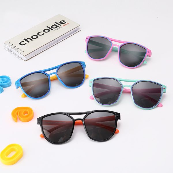 

personality children's polarized sunglasses fashion retro glasses silicone new children's sunglasses lightweight uv400, White;black