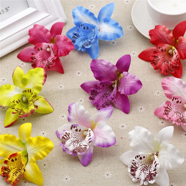 

10pcs 7cm silk butterfly orchid artificial flower heads for wedding car decoration diy bridal wreath handmade crafts material