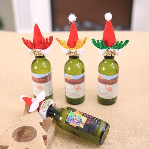 

christmas decorations red wine bottle set soda drink champagne bottle protection cover bar table decoration fa3265
