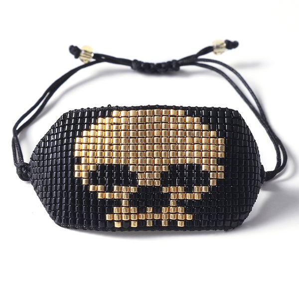 

bluestar fashion vintage skull bead bracelets handmade simple woven miyuki bead bracelets for fashion jewelry, Black