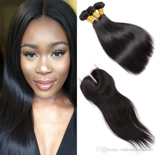 2019 Straight Human Hair With Closure Unprocessed Kinky Straight