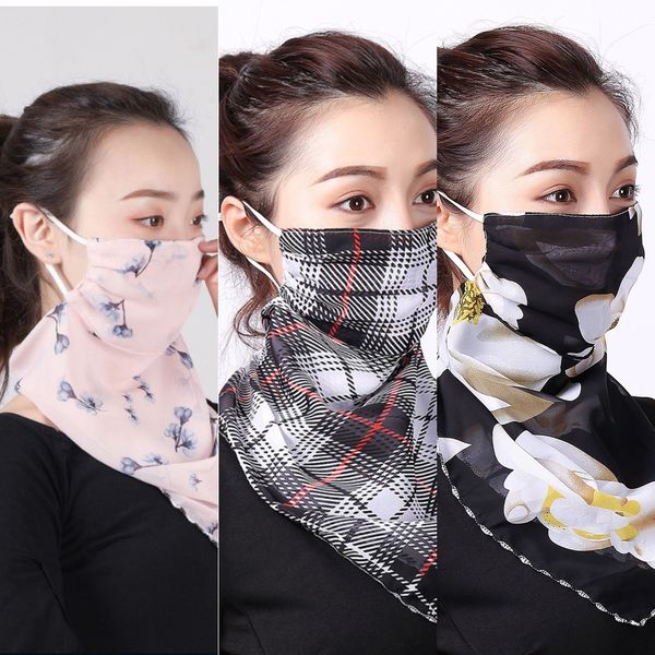 

4hgbe летняя мода женщины шарф шелк шифон носовой платок пылезащитный ветрозащитный половина лица 18 навес шарф партии маски открытый цвета, Black