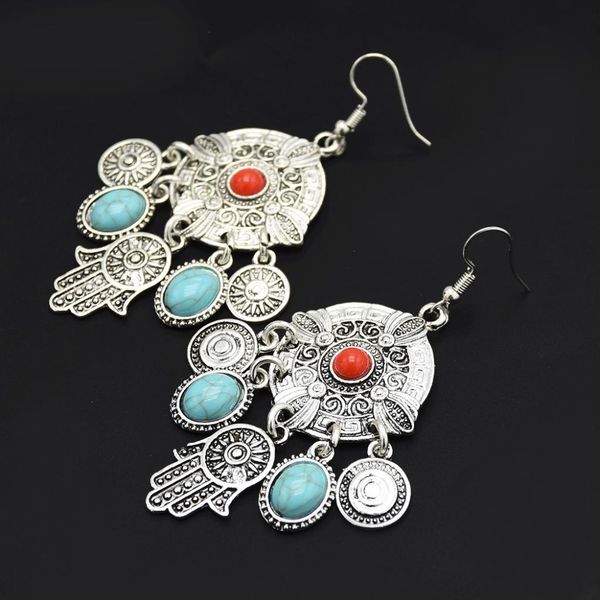 

fashion chandelier earrings for women vintage turquoise boho dangle earrings, Golden