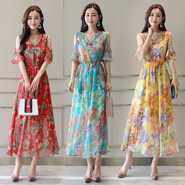 

sandy beach skirt woman sanya island on vacation beach skirt shoulder chiffon dress thailand posimi second longuette, White;black