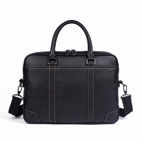 

nesitu black real skin genuine leather a4 office men's briefcase portfolio shoulder messenger bags m9879-2
