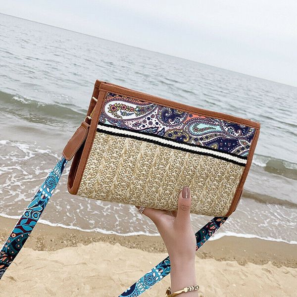 

ретро женская мода boho тканые сумки сумки на ремне дамы лето пляжный отдых повседневная соломенная плетеная сумка новый