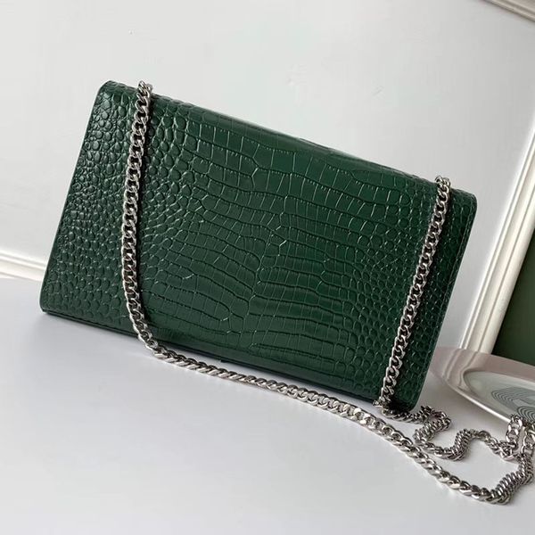 

24cm genuine leather alligator print chain bag crossbody bag with tassel