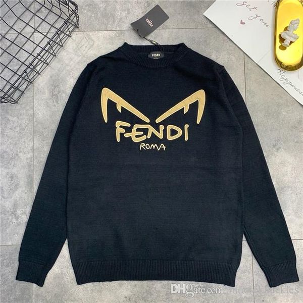 

19fw new luxurious brand design fend eyes embroidery knitted sweater hoodie men women fashion casual streetwear sweatshirts outdoor shirts, Gray;blue