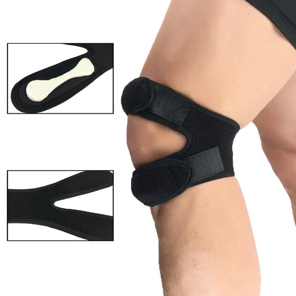 

1 pc adjustable knee strap patellar tendon band knee support brace protector pads sport safrty fit fitness running kneepads, Black;gray