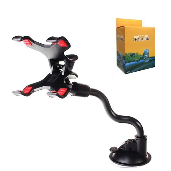 

long car mount holder mobile phone holder universal windshield 360 degree rotation bracket with double clamps for iphone samsung gps pad