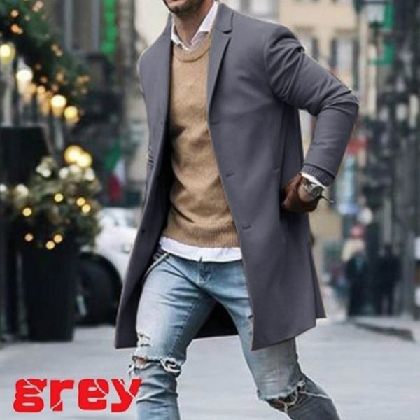 

mascube mens overcoat men fashion winter trench coat men long overcoat classic jackets solid slim fit outwear abrigo hombre, Tan;black