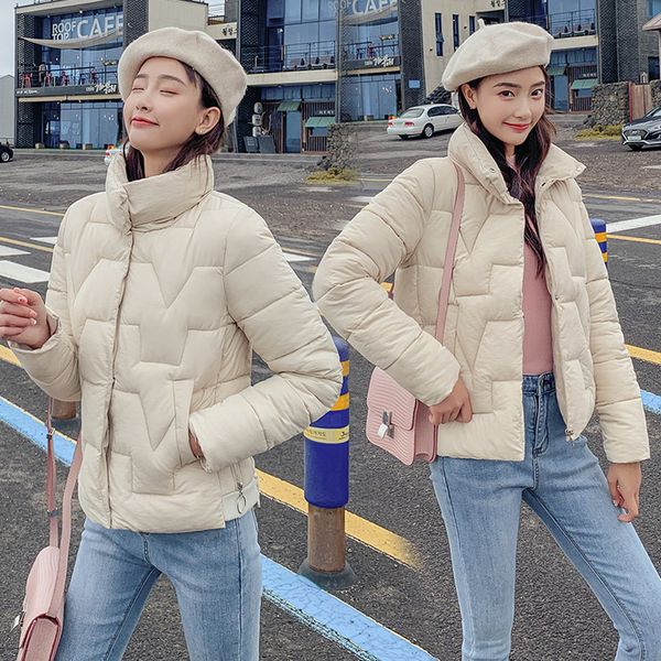 

back season cotton-padded clothes woman short fund self-cultivation thin concise thickening 2019 loose coat ins keep warm tide, Black