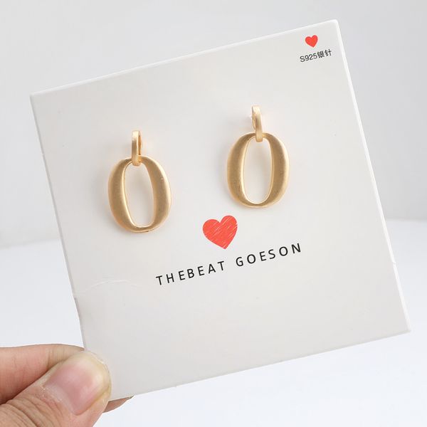 

eq006 seller web celebrity beautiful matte s925 silver needle oval earrings 2020, Golden;silver