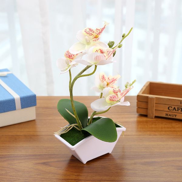 

nice gift artificial butterfly orchid flower plants in pot fake home decoration